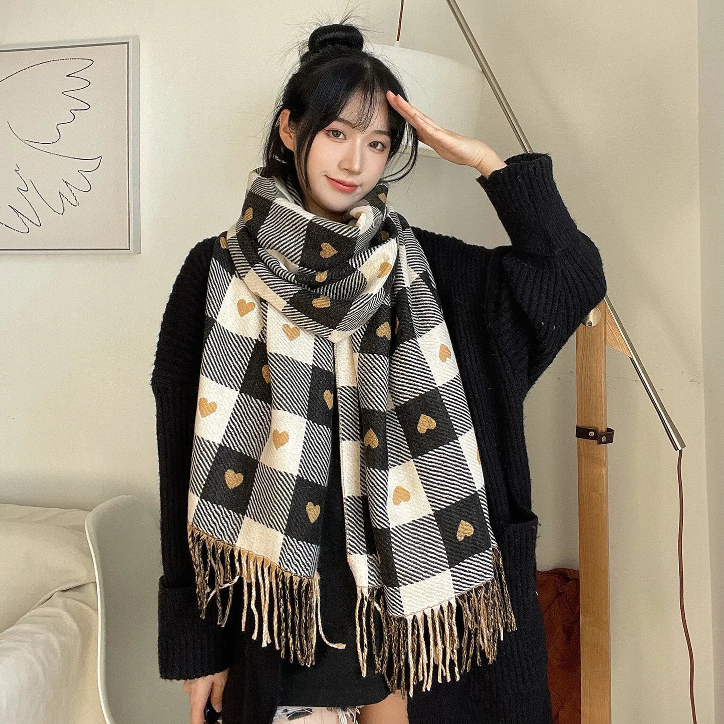 2025 Luxury Women’s Winter Cashmere Scarf — Warm Pashmina with Tassels, Printed Long Shawl, Thick Foulard Bufanda