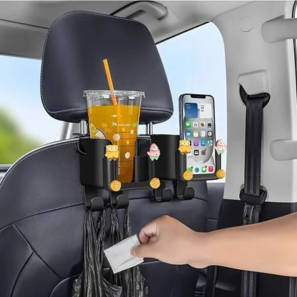 2-Pack Car Seat Back Organizer – Cup Holder, Hook & Phone Bracket Rear Storage for Water Bottle, Phone & Car Interior Accessories