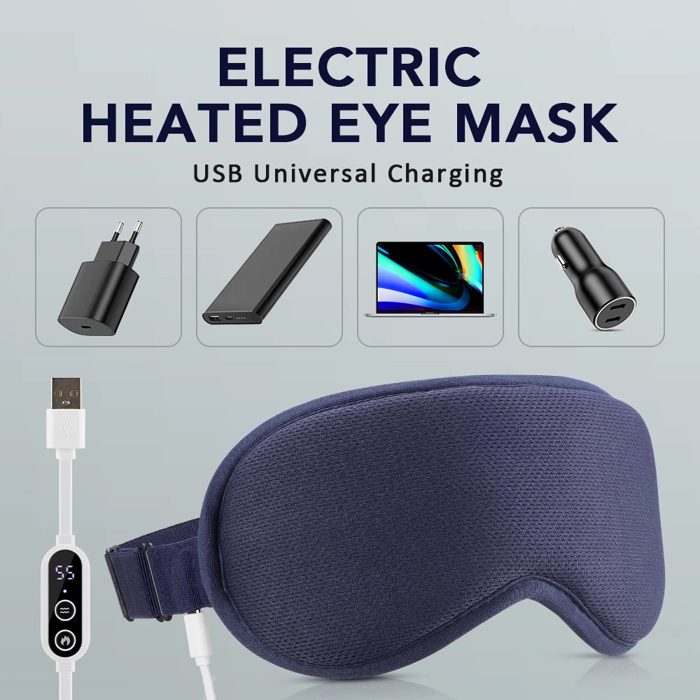 3-Level Electric Steam Eye Mask — Hot Compress, 3D Massage, Smart Temperature & Timing, Sleep Shading & Eye Relief