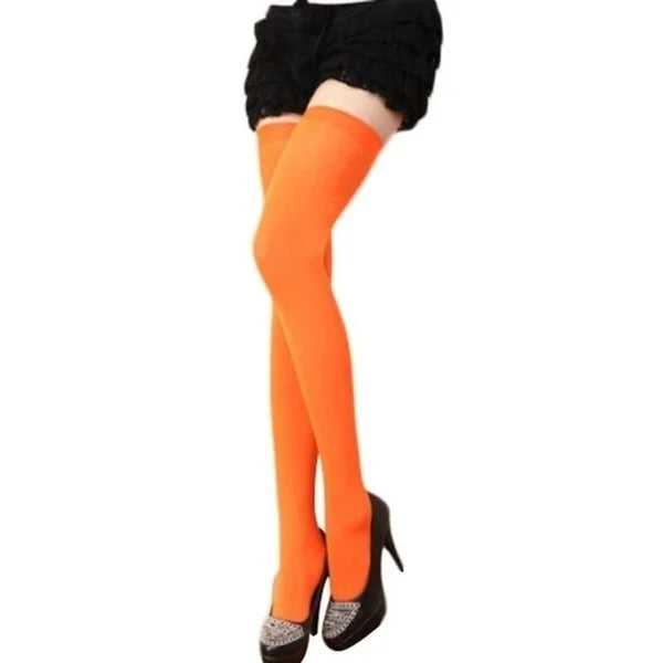 Sexy Black & White Solid Color Over-The-Knee Long Socks – Thigh-High Warm Stockings for Women & Girls