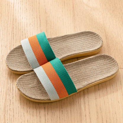 Unisex Fabric Summer Slippers – Breathable Soft Slip-On Indoor Home Shoes