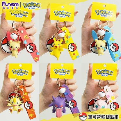 Genuine Pokémon Keychain Figures – Morpeko, Gengar, Meowth, Cubone & Jigglypuff Anime Action Toy Keyring Fragrance Pendant Gift
