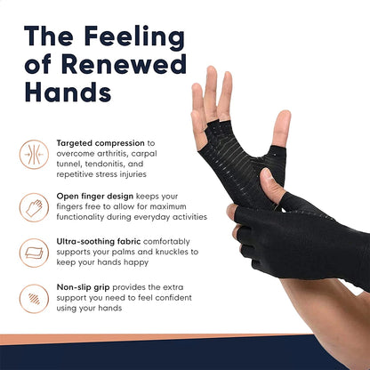 Copper Arthritis Compression Gloves – Fingerless Hand Support for Pain Relief, Swelling & Carpal Tunnel