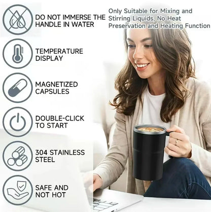 380ml Electric Self-Stirring Coffee Mug – USB Rechargeable Magnetic Mixing Cup with Digital Display and IP67 Waterproof Rating