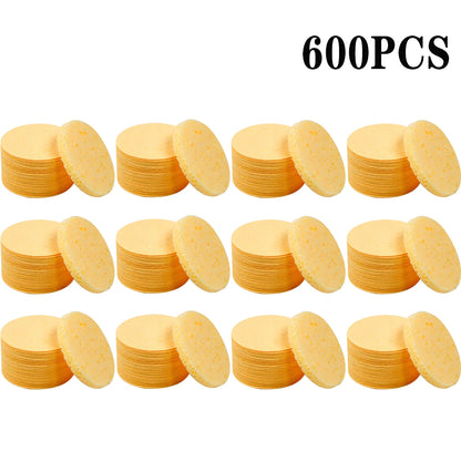50–1000PCS Natural Wood Pulp Compressed Face Wash Sponges – Foaming Facial Cleansing Puffs for Skincare & Makeup Removal