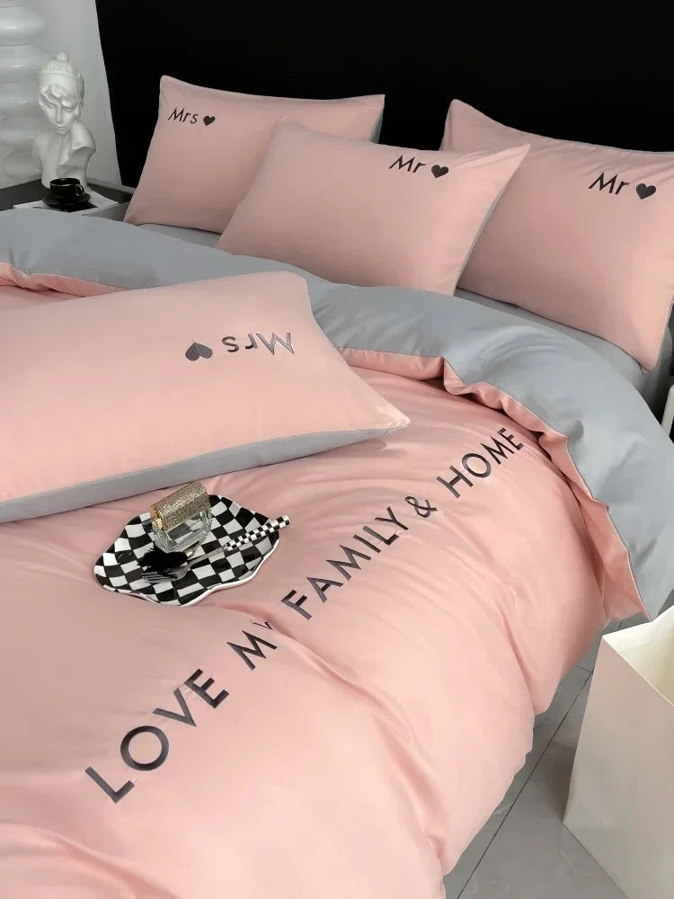 Nordic Luxury Egyptian Cotton Bedding Set - King, Queen, Double, Twin Size with Sheet, Duvet Cover & Pillowcases