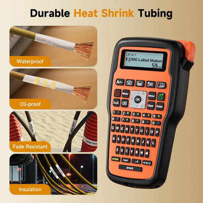E1000 PRO Industrial Label Printer - Portable Heat Shrink Tube Printer Compatible with Brother HSE-231 and HSE-631 for Cable Marking