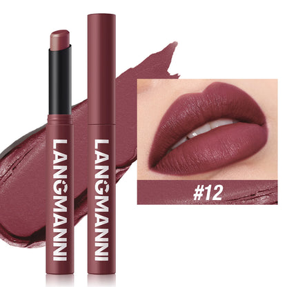 12-Color Matte Lipstick Pencil – Waterproof, Long-Lasting Non-Stick Lip Stain Tint Nude Makeup Pen