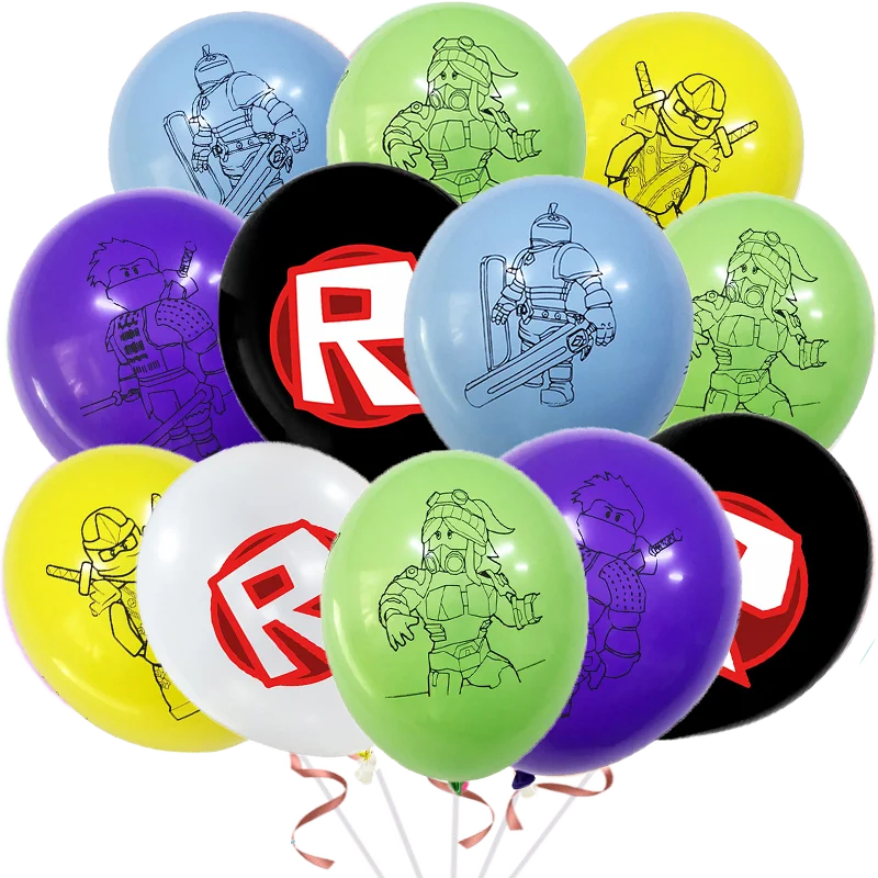 Roblox Birthday Party Supplies — Balloons, Disposable Tableware & Backdrop for Kids’ Party or Baby Shower