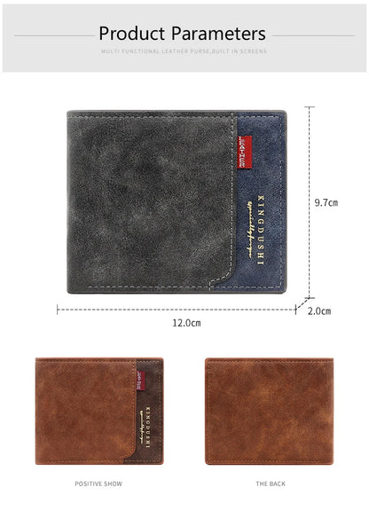 Personalized Men’s Short Wallet – High-Quality Classic Card Holder with Zipper Coin Pocket & Money Clip