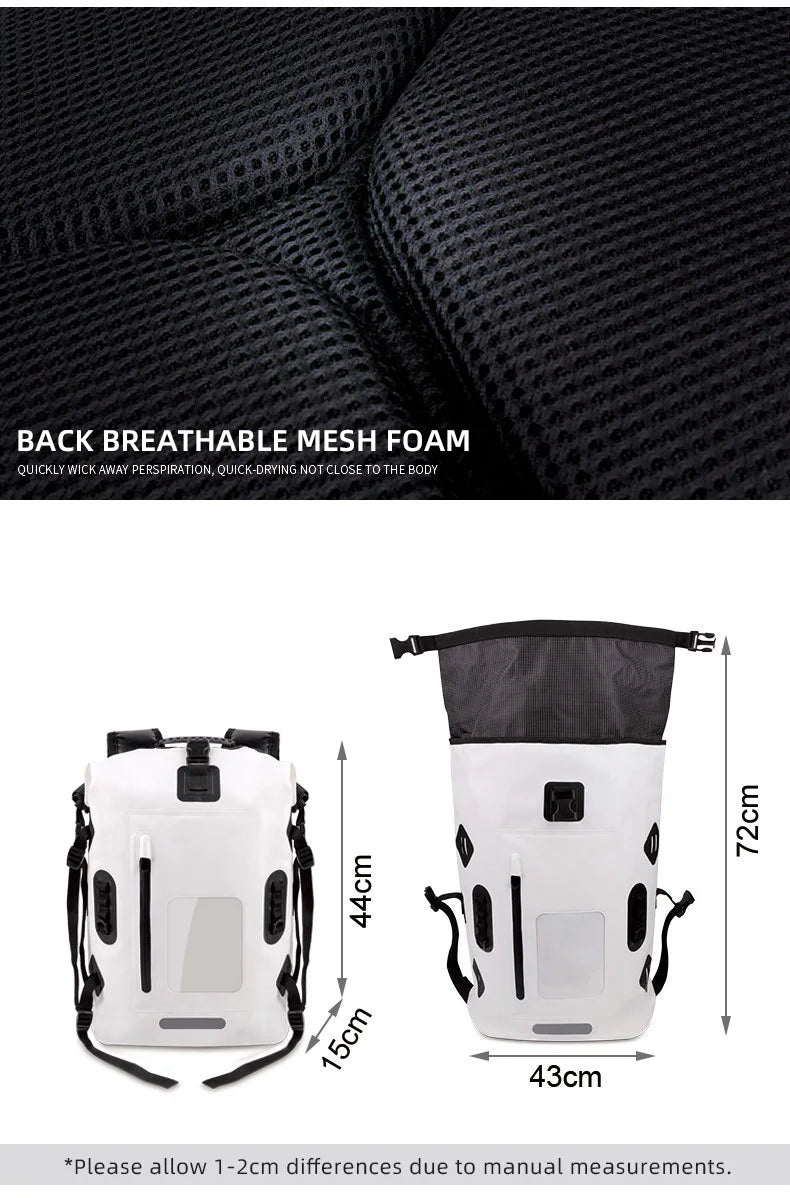 30L Waterproof Drift Bag – Swimming Backpack for River Trekking, Diving, Rafting, Canoeing & Kayaking, Wet/Dry PVC Camping Bag