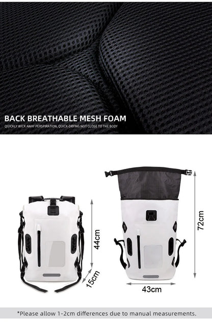 30L Waterproof Drift Bag – Swimming Backpack for River Trekking, Diving, Rafting, Canoeing & Kayaking, Wet/Dry PVC Camping Bag