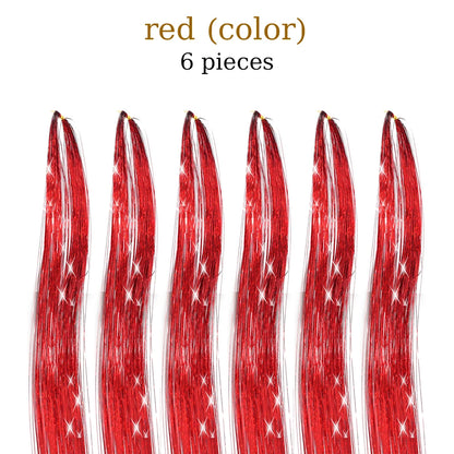 48-Inch Hair Tinsel Kit – 1200 Strands, 12 Colors Sparkling Fairy Hair Extensions with Tool