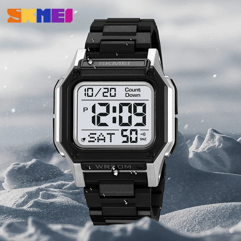 SKMEI Men’s Waterproof Sport Watch – Digital Wristwatch with Countdown, Stopwatch & Dual Time Display
