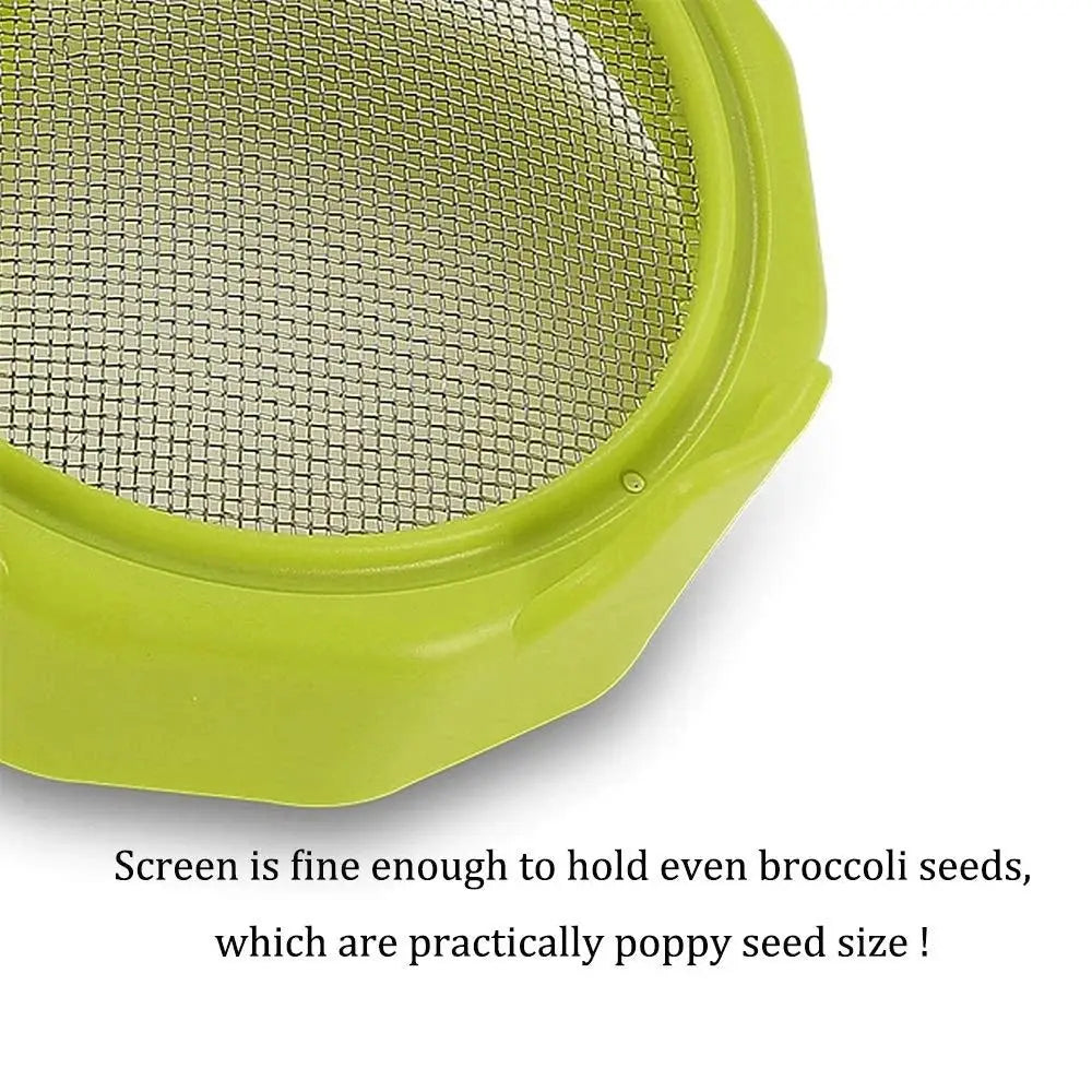 2pcs Plastic Sprouting Lid Set - Mesh Sprout Cover for Seed Germination, Vegetable Crop Growth, Fits Mason Jars with Sealing Ring