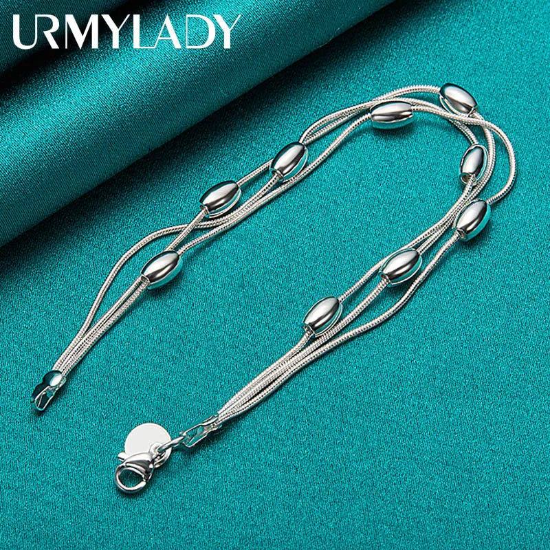 925 Sterling Silver Bracelet — Fashion Design Beaded Chain, High-Quality Jewelry for Women, Ladies, and Wedding Gifts