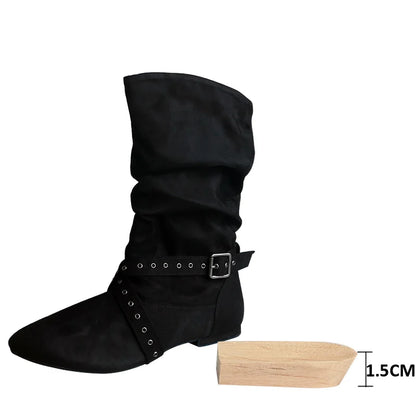Wedopus Women’s Customized Heel Western Dance Boots – Black Suede Cowboy Shoes for Urban Dancing
