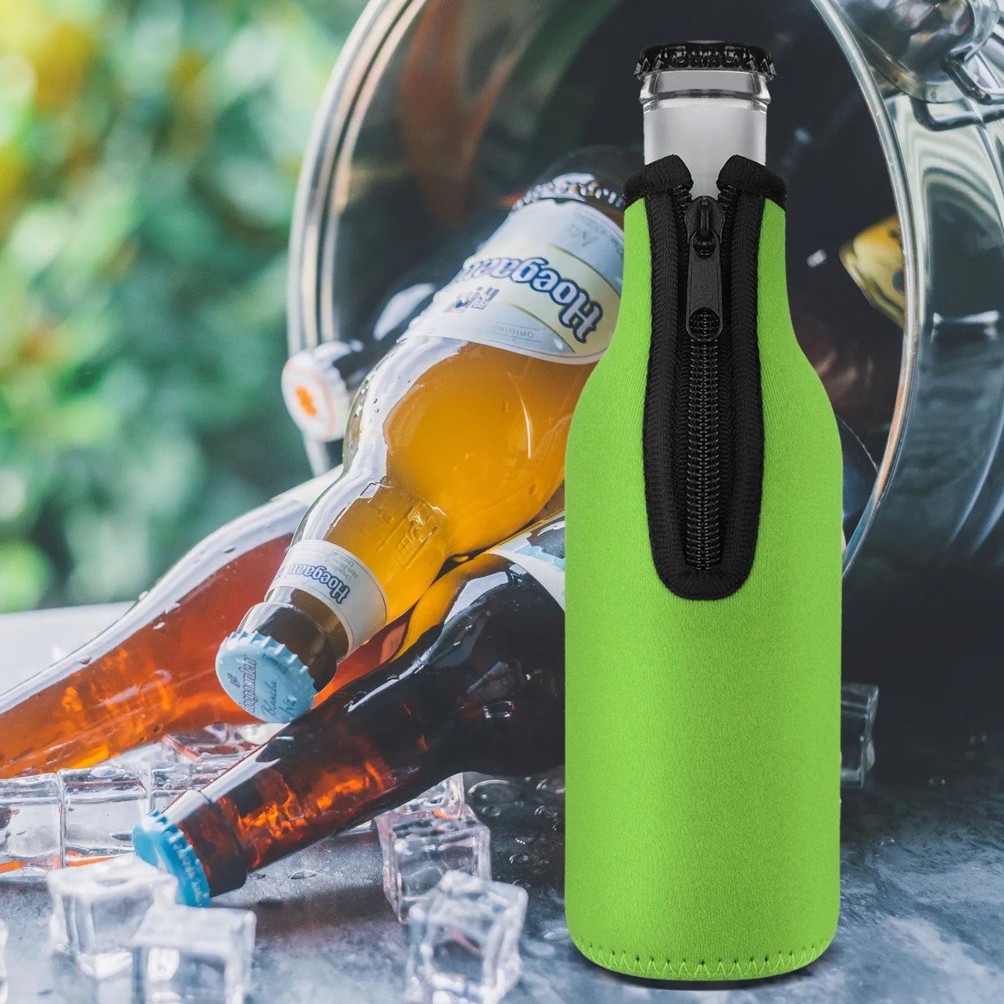 Beer Bottle Coolers - Insulator Sleeve Covers with Ring Zipper for 12 Oz (330 Ml) Bottles - Outdoor Beer Accessories - Available in Various Quantities