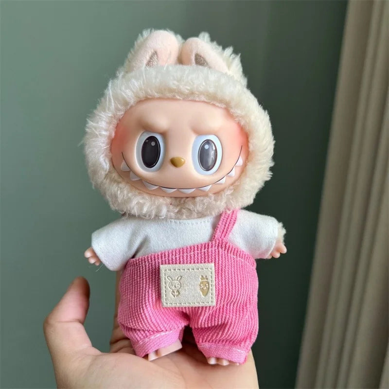Cute Mini Plush Doll Clothes for 17cm Labubu – Various Overalls & Outfit Accessories