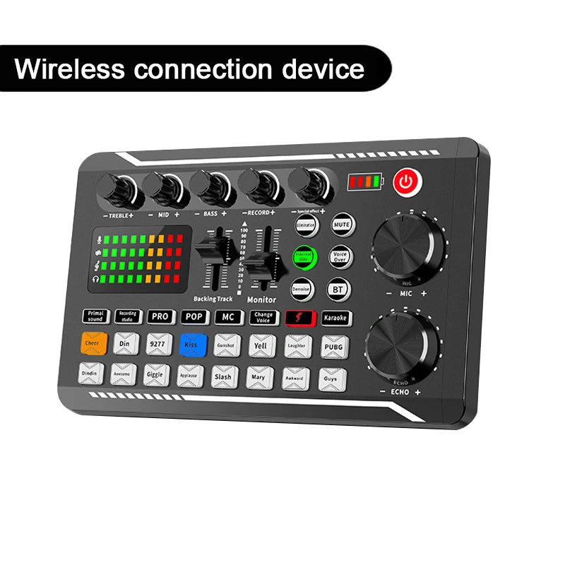 Live Sound Card Audio Interface with DJ Mixer Effects & Voice Changer – Bluetooth Mixer for Live Streaming & Singing
