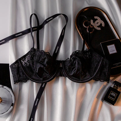 Sexy Lace Half Cup Bra - Ultra-Thin Women’s Push Up Lingerie for Lift, Support & Elegant Style