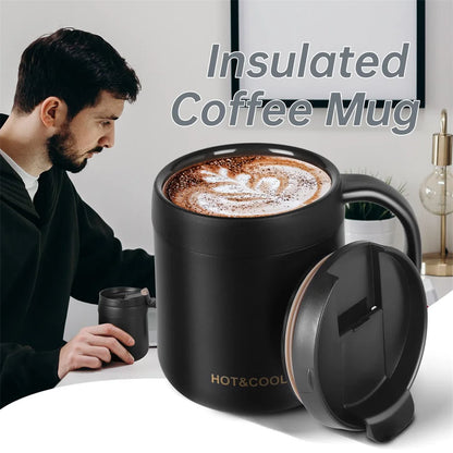 350/500ml Stainless Steel Insulated Coffee Mug with Handle - Tumbler and Thermos for Coffee and Tea