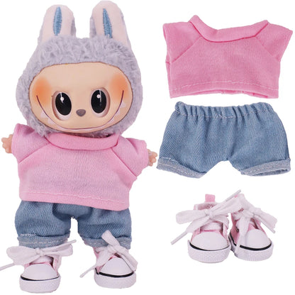 Labubu 17cm Doll Clothes Set — Plush Doll Accessories for Girls’ Birthday & Christmas Gifts