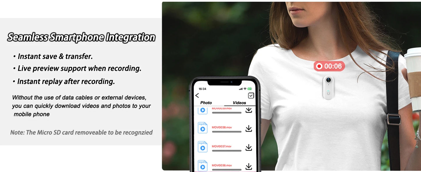 4K HD Mini Vlog Camera — WiFi Wireless Portable Action Body Cam for Sports, Travel & Photography