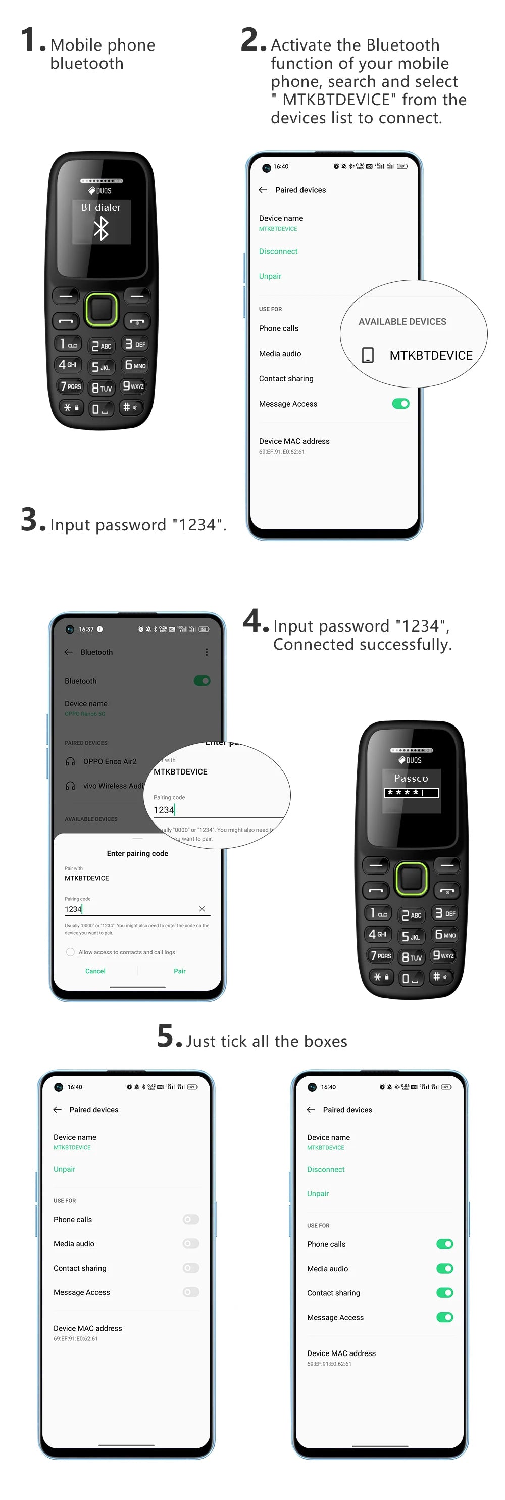 SERVO BM310 Mini Mobile Phone – Dual SIM, Call Recording, Magic Voice, Blacklist, MP3 Player, 2G Tiny Button Cellphone