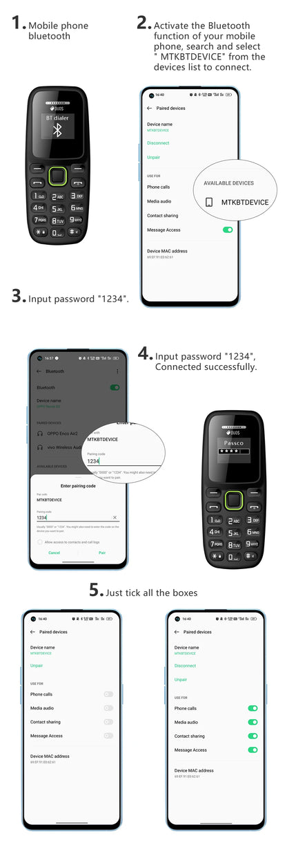 SERVO BM310 Mini Mobile Phone – Dual SIM, Call Recording, Magic Voice, Blacklist, MP3 Player, 2G Tiny Button Cellphone