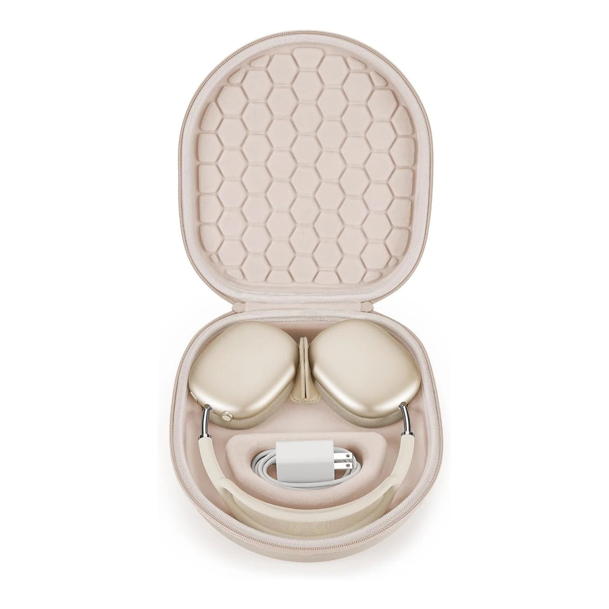 Yinke AirPods Max Travel Case - Shockproof EVA Storage Bag with Velvet Interior, Dual Zippers & Sleep Mode Support