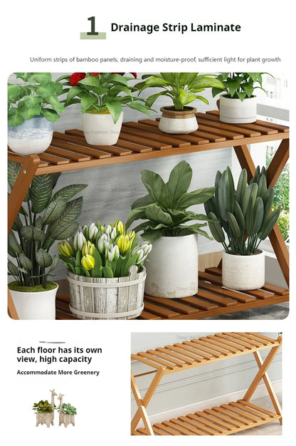 Nordic Wooden Plant Shelves - Indoor Flower Shelf for Living Room, Balcony, Garden Furniture, FYPS