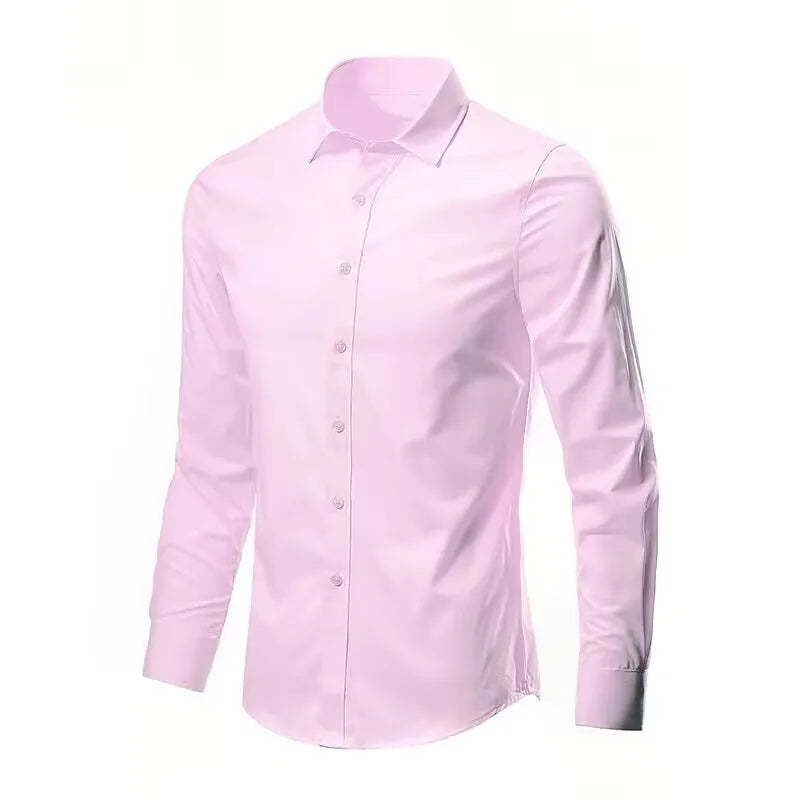 Men’s Wrinkle-Resistant Long Sleeve Shirt - Breathable Slim Fit Business Shirt for Spring & Autumn