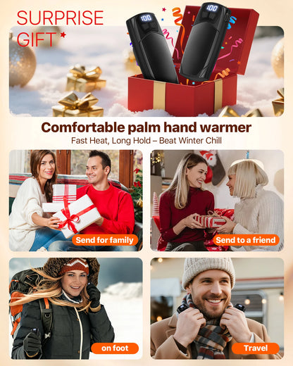 2-Pack Rechargeable Hand Warmers 2000mAh – Electric Pocket Heater for Christmas, Outdoors, Hunting, Golf & Camping