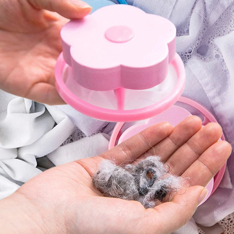 Plum Blossom Washing Machine Lint Filter – Reusable Hair & Pet Fur Catcher Mesh for Laundry Cleaning