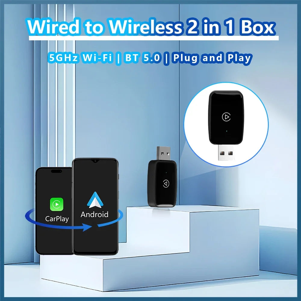 Mini CarPlay Box for Audi, Mercedes, Volvo & Volkswagen – Wireless Android Auto, Bluetooth, Charging, and Siri Support for iOS 15