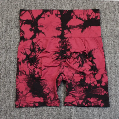 Women’s Yoga Shorts — High-Waisted Tie Dye Seamless Cycling & Running Sports Workout Gym Shorts S-XL