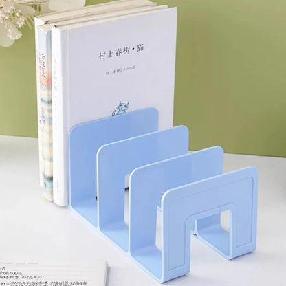 4 Grid Bookends Stand – Desktop Decor and Storage Rack for Books, School Stationery, and Office File Organization