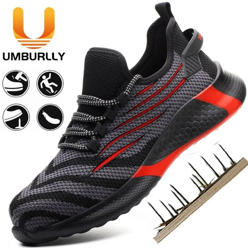 Men’s Safety Work Shoes – Lightweight Indestructible Sneakers with Anti-Puncture Protection, Durable Work Boots for Industrial & Construction Use