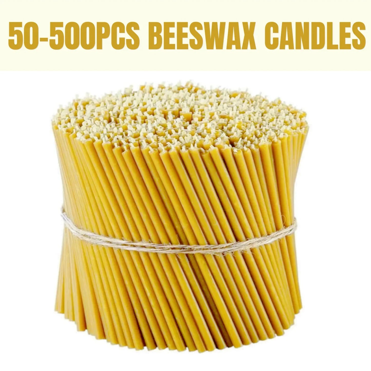 Beeswax Taper Candles — 50-500PCS Smokeless Honey Scented Candles for Church, Birthday, Christmas & Home