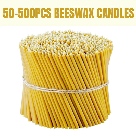 Beeswax Taper Candles — 50-500PCS Smokeless Honey Scented Candles for Church, Birthday, Christmas & Home