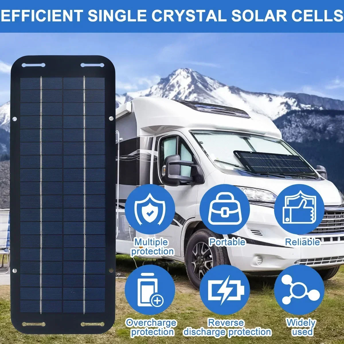 12V Solar Panel Kit — IP65 Waterproof High-Efficiency Trickle Charger for Car Battery & Portable Solar Power