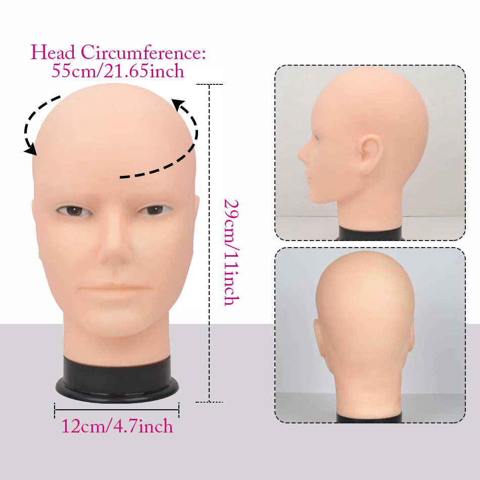 Mannequin Head Wig Stand — Adjustable Tripod Holder for Wig Making, Display, and Cosmetology Training