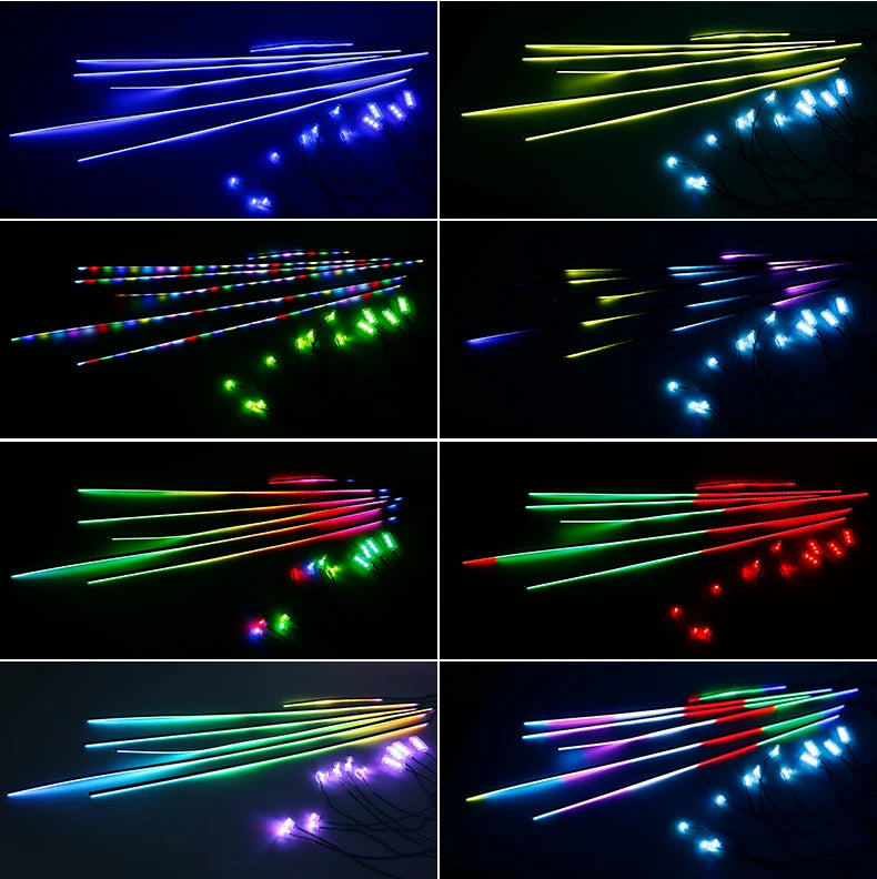 10/14/18-in-1 LED Car Ambient Lights – 213 64 Color RGB Bluetooth Rainbow Acrylic Strips, Atmosphere Lamp Kit 12V