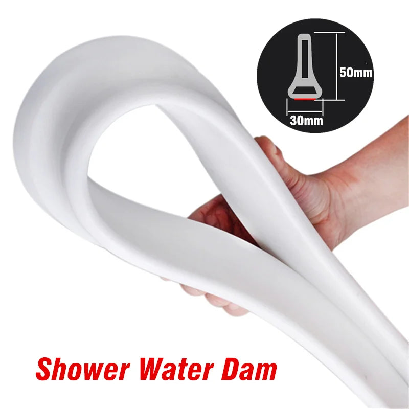 50mm Flexible Shower Water Dam - Bendable Bathroom Barrier for Wet-Dry Separation and Flood Prevention