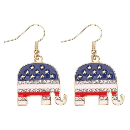 USA Flag Heart Star Cross Earrings - Patriotic Independence Day Dangle Jewelry for Women