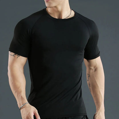 Men's Compression Running Shirt - Quick Dry Short Sleeve Fitness & Gym Training Top