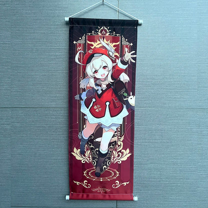 Hot Game Impact Scroll Canvas – Cartoon Heroes Wall Hanging Poster for Cosplay, Halloween, Xmas Decor & Gifts