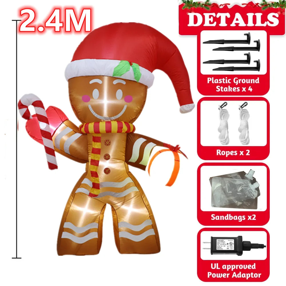 Inflatable Christmas Decorations – Tree, Snowman, Santa, Bear & Gingerbread Man with Built-in LED for Outdoor Garden & Party Decor