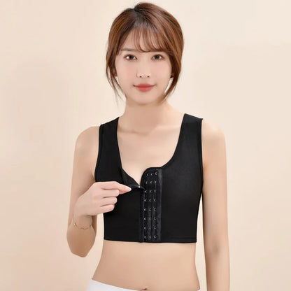 OWEQ Women’s Chest Binder – Breathable Sportwear Trans Crop Top, Flat Breast Binder, Tomboy Bra Tank, Stretch Shaping Corset